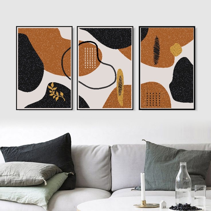 A Set of 3 Geometric Streaming Shapes Framed Wall Art Print